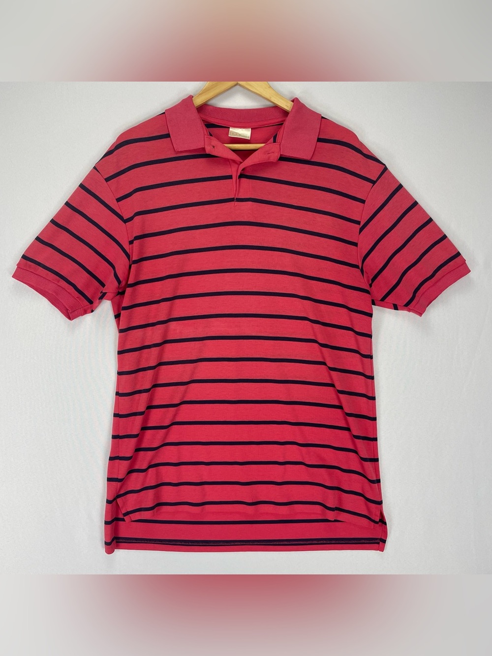 Vintage L.L. Bean Polo Shirt Men’s Large Tall LT Red Striped Knit 100% Cotton